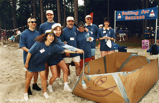 Launching for Team Boatbuilding Contest at Corporate Event